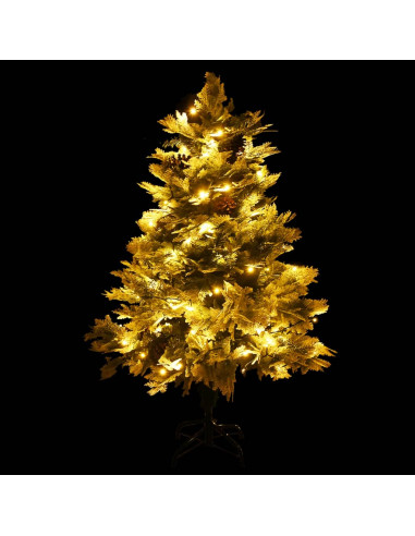 Albero di Natale Preilluminato con Pigne Verde 150 cm PVC e PE