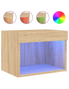 Comodini con Luci LED a Parete 2pz Rovere Sonoma 2