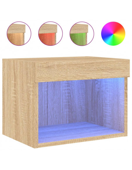 Comodini con Luci LED a Parete 2pz Rovere Sonoma