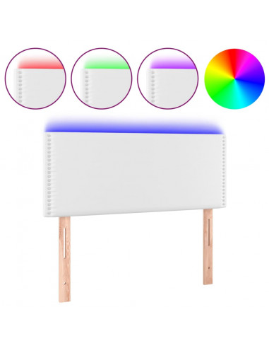 Testiera Bianca a LED 80x5x78/88 cm in Similpelle