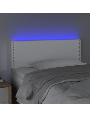 Testiera Bianca a LED 80x5x78/88 cm in Similpelle