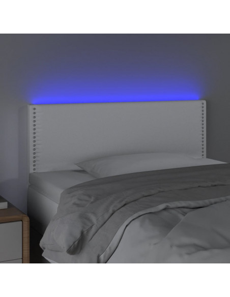 Testiera Bianca a LED 80x5x78/88 cm in Similpelle