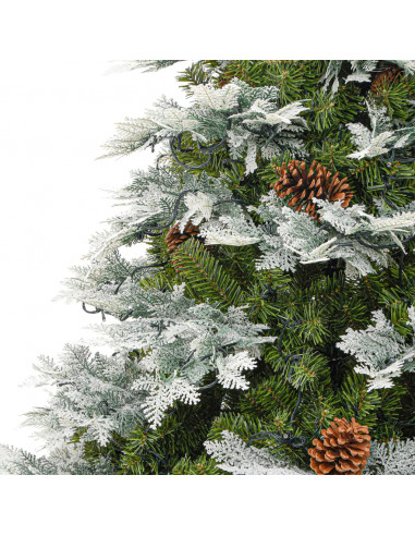 Albero di Natale Preilluminato con Pigne Verde 195 cm PVC e PE