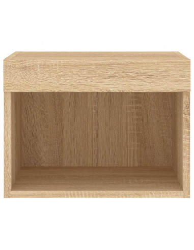 Comodini con Luci LED a Parete 2pz Rovere Sonoma