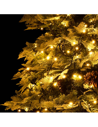 Albero di Natale Preilluminato con Pigne Verde 225 cm PVC e PE