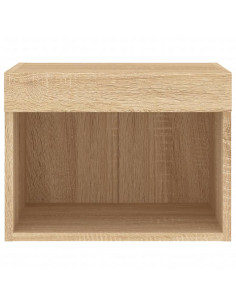 Comodino con Luci LED a Parete Rovere Sonoma 2