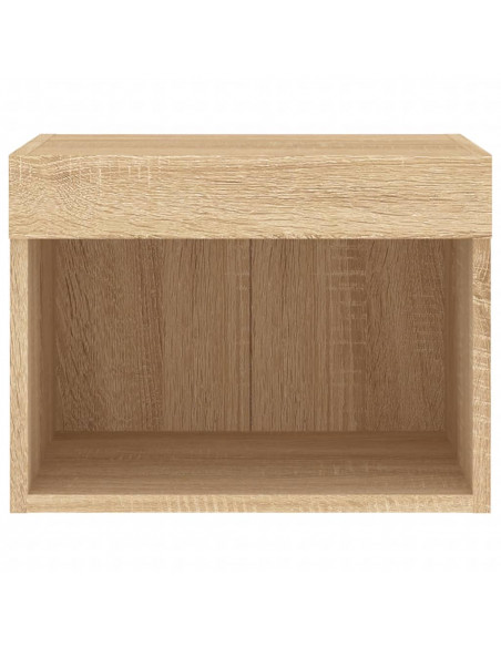 Comodino con Luci LED a Parete Rovere Sonoma