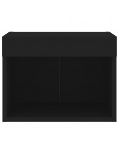 Comodino con Luci LED a Parete Nero 2