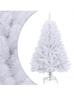 Albero di Natale Artificiale Incernierato con Base Bianco 120cm 2