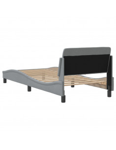 Giroletto con Testiera Grigio Chiaro 80x200 cm in Tessuto