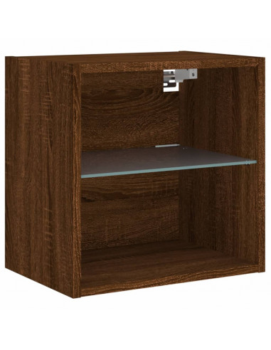 Comodini con Luci LED a Parete 2pz Rovere Marrone