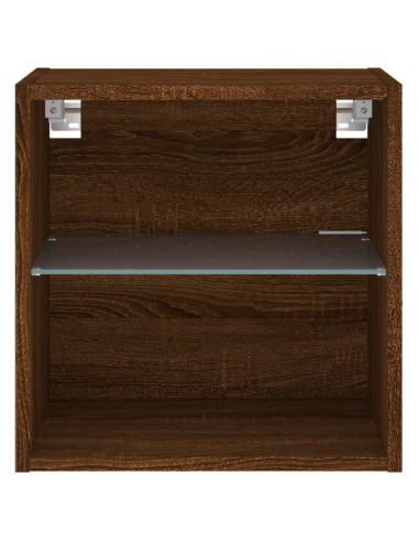 Comodini con Luci LED a Parete 2pz Rovere Marrone