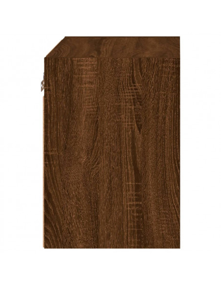 Comodini con Luci LED a Parete 2pz Rovere Marrone