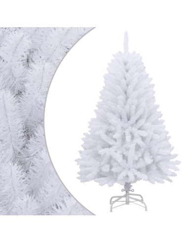 Albero di Natale Artificiale Incernierato con Base Bianco 150cm