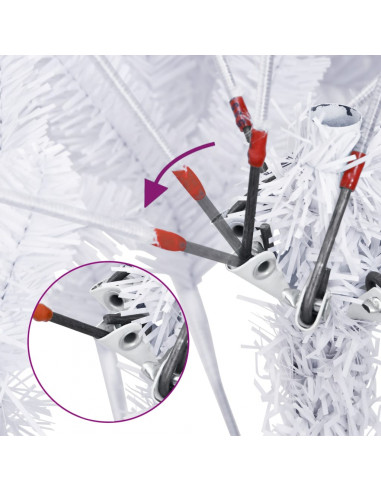 Albero di Natale Artificiale Incernierato con Base Bianco 150cm