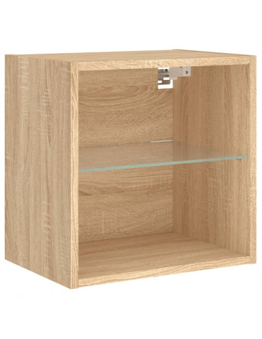 Comodini con Luci LED a Parete 2pz Rovere Sonoma