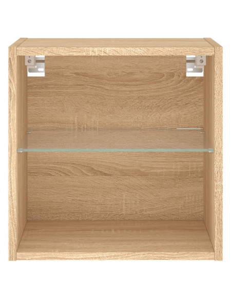 Comodini con Luci LED a Parete 2pz Rovere Sonoma