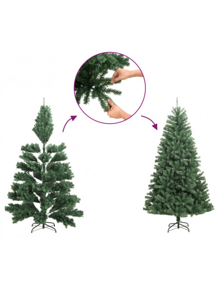 Albero di Natale Artificiale Incernierato con Base Verde 150 cm