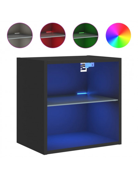 Comodini con Luci LED a Parete 2pz Neri