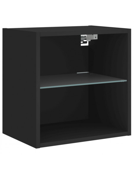 Comodini con Luci LED a Parete 2pz Neri