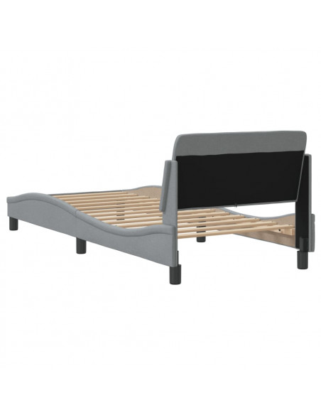 Giroletto con Testiera Grigio Chiaro 90x190 cm in Tessuto
