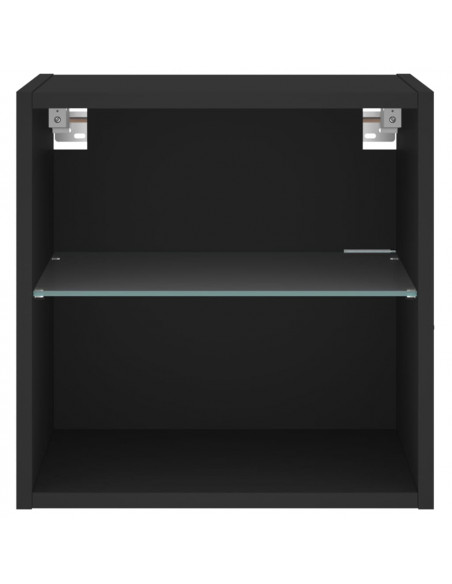 Comodini con Luci LED a Parete 2pz Neri