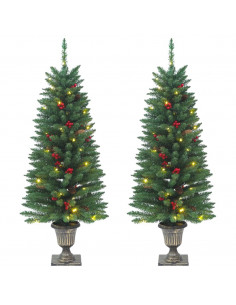 Alberi di Natale Artificiali 2 pz con 100 LED Verde 120 cm 2