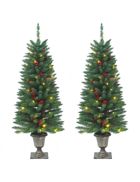 Alberi di Natale Artificiali 2 pz con 100 LED Verde 120 cm