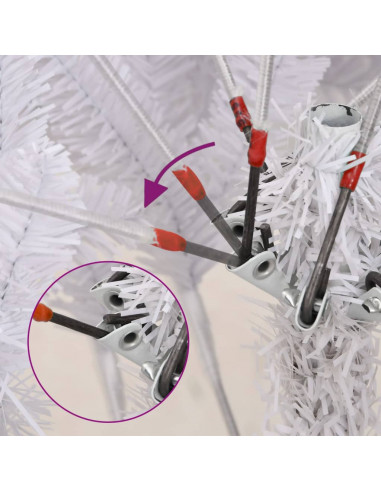 Albero di Natale Artificiale Incernierato con Base Bianco 240cm