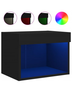 Comodini con Luci LED a Parete 2pz Neri 2