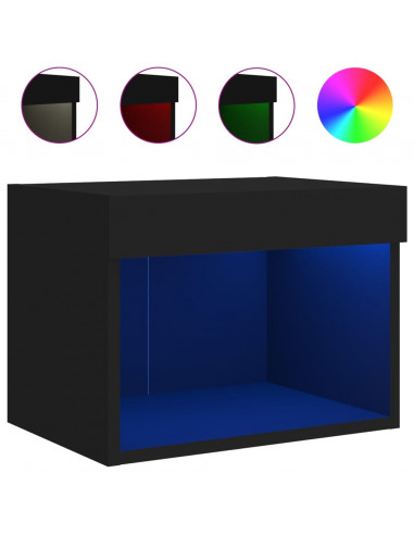 Comodini con Luci LED a Parete 2pz Neri