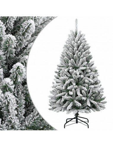 Albero Natale Artificiale Incernierato con Neve Fioccata 120 cm