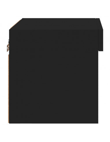 Comodini con Luci LED a Parete 2pz Neri