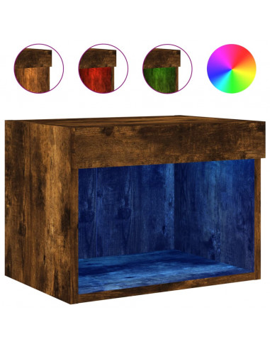 Comodini con Luci LED a Parete 2pz Rovere Fumo