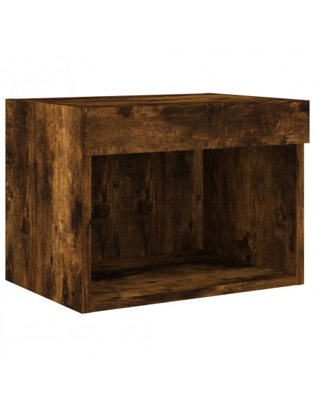 Comodini con Luci LED a Parete 2pz Rovere Fumo