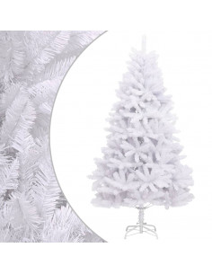 Albero di Natale Artificiale Incernierato con Base Bianco 180cm 2