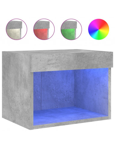 Comodini con Luci LED a Parete 2pz Grigio Cemento