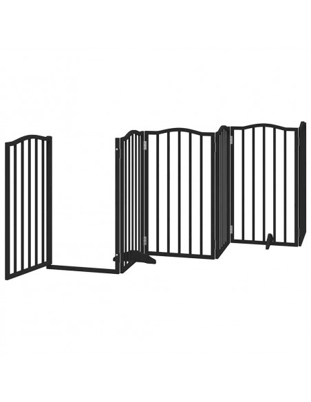 Cancello Cani Porta Pieghevole Nero 12 Pannelli 600 cm Pioppo