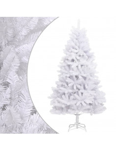 Albero di Natale Artificiale Incernierato con Base Bianco 210cm 2