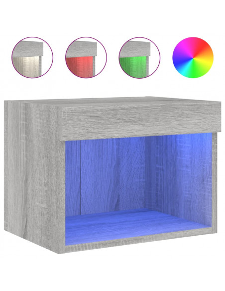 Comodini con Luci LED a Parete 2pz Grigio Sonoma