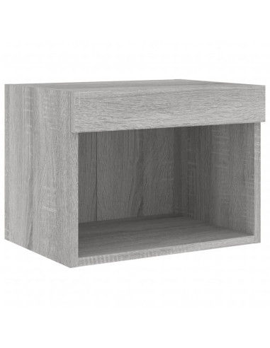 Comodini con Luci LED a Parete 2pz Grigio Sonoma