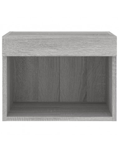 Comodini con Luci LED a Parete 2pz Grigio Sonoma