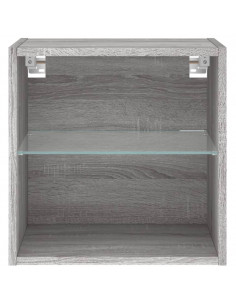 Comodino con Luci LED a Parete Grigio Sonoma 2