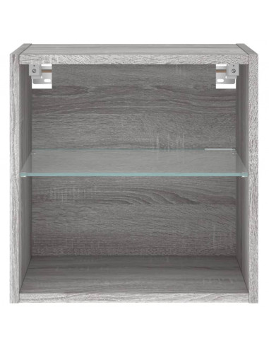 Comodino con Luci LED a Parete Grigio Sonoma