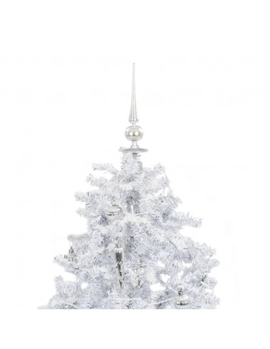 Albero di Natale con Neve e Base a Ombrellone Bianco 140 cm