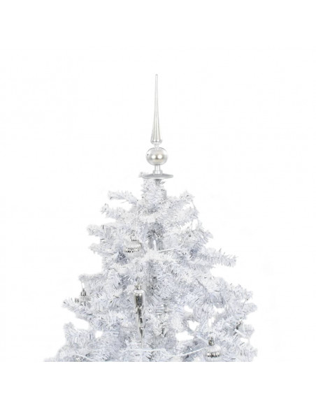 Albero di Natale con Neve e Base a Ombrellone Bianco 140 cm