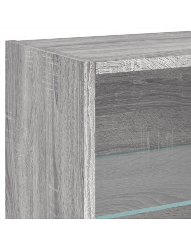 Comodino con Luci LED a Parete Grigio Sonoma