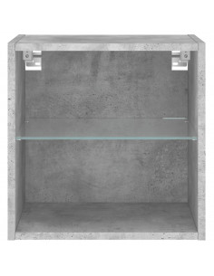 Comodino con Luci LED a Parete Grigio Cemento 2