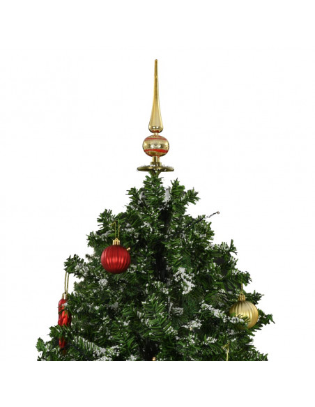 Albero di Natale con Neve e Base a Ombrellone Verde 170 cm