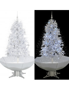 Albero di Natale con Neve e Base a Ombrellone Bianco 170 cm 2